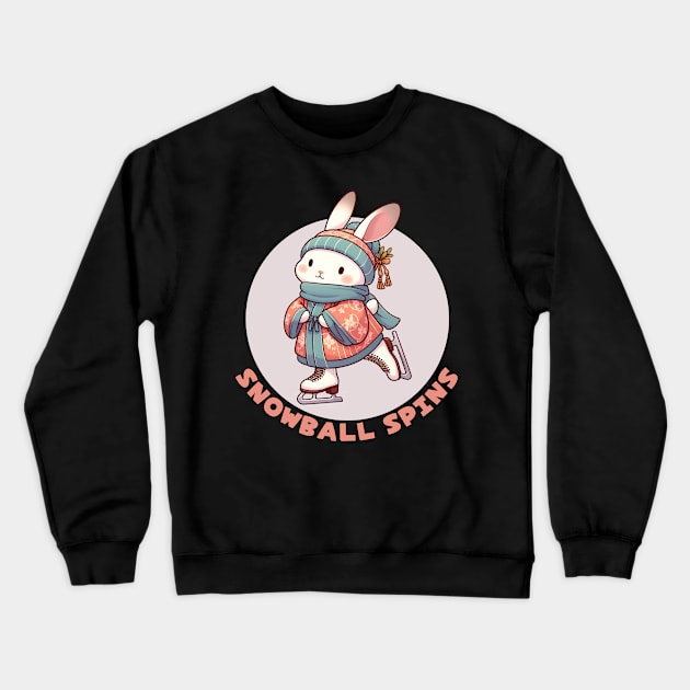 Ice skating rabbit Crewneck Sweatshirt by Japanese Fever